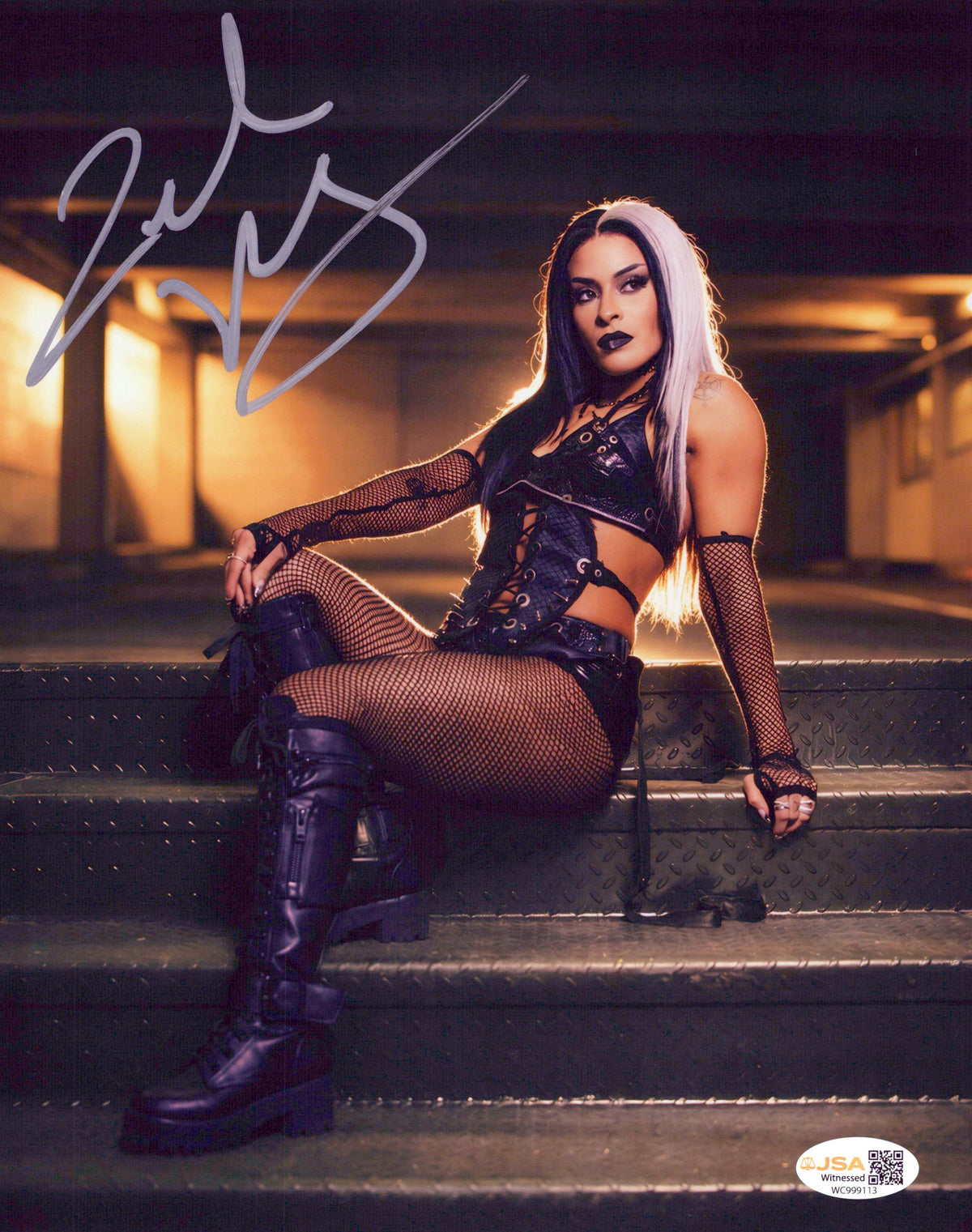Zelina Vega Xenia Thea Trinidad (metallic 8x10 photo) JSA COA FUNHOUSE WWE autographed