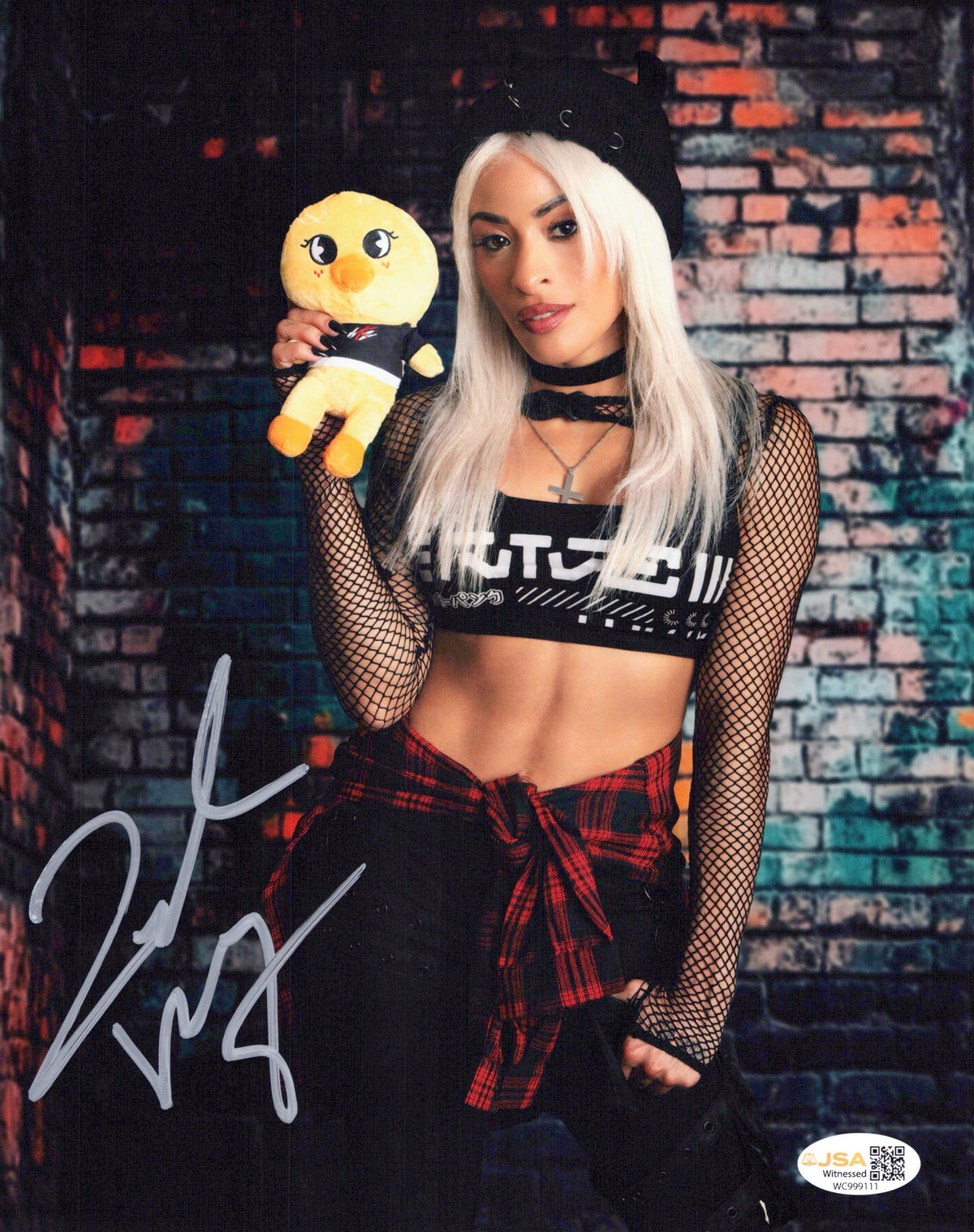 Zelina Vega Xenia Thea Trinidad (metallic 8x10 photo) JSA COA FUNHOUSE WWE autographed