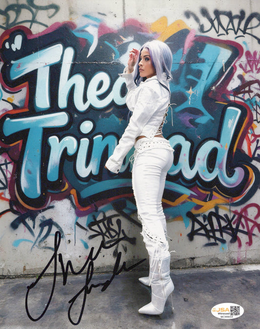 Zelina Vega Xenia Thea Trinidad (metallic 8x10 photo) JSA COA FUNHOUSE WWE autographed