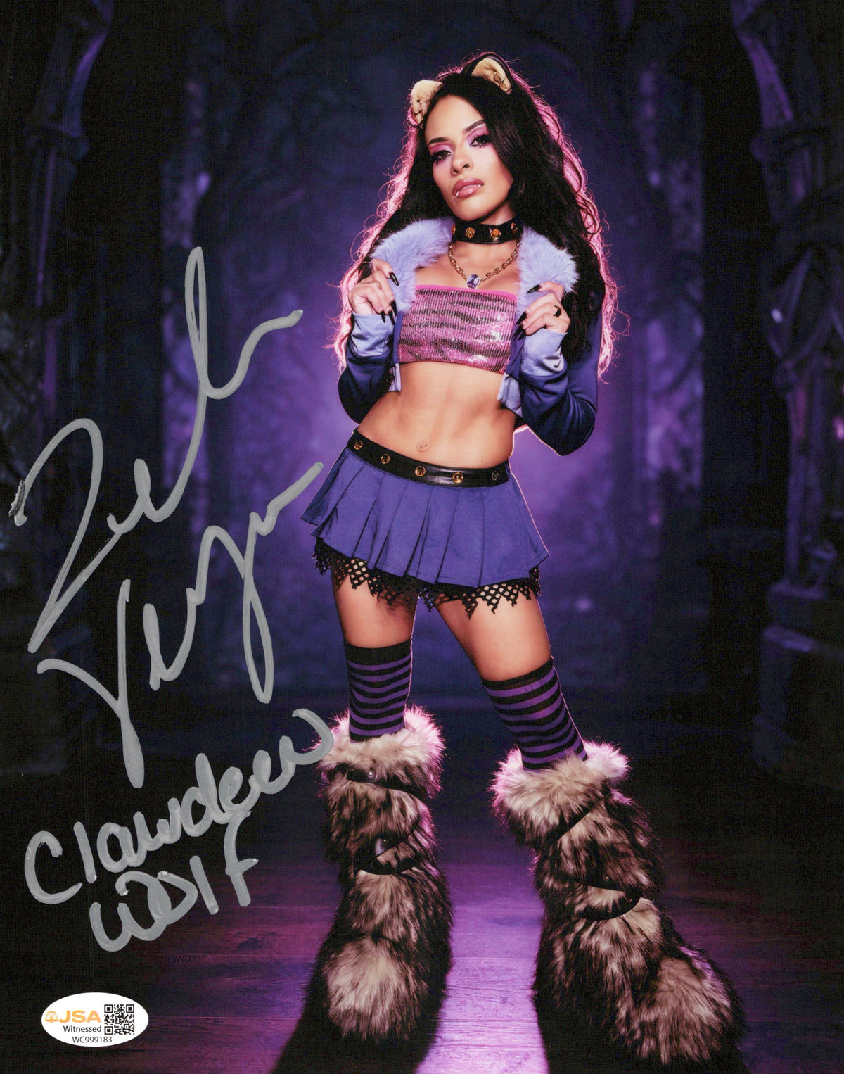 Zelina Vega Xenia Thea Trinidad (metallic 8x10 photo) JSA COA FUNHOUSE WWE autographed