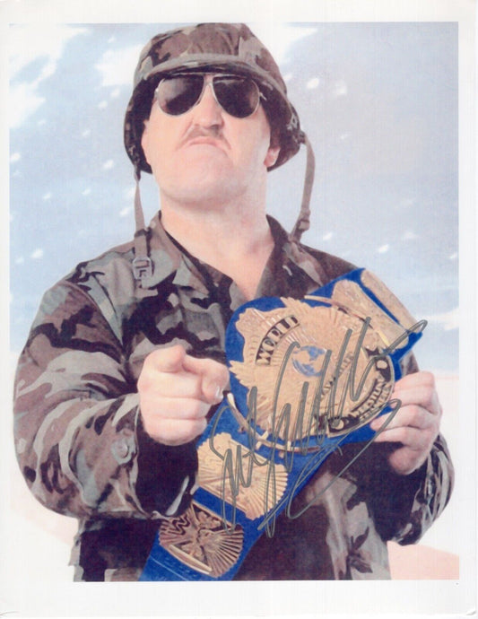 Srgt Slaughter signed 8.5x11 photo signed auto autographed WWF AWA