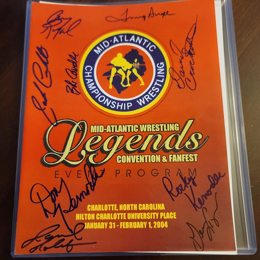 Multisigned 2004 mid-atlantic  championship wrestling fanfest program signed pho