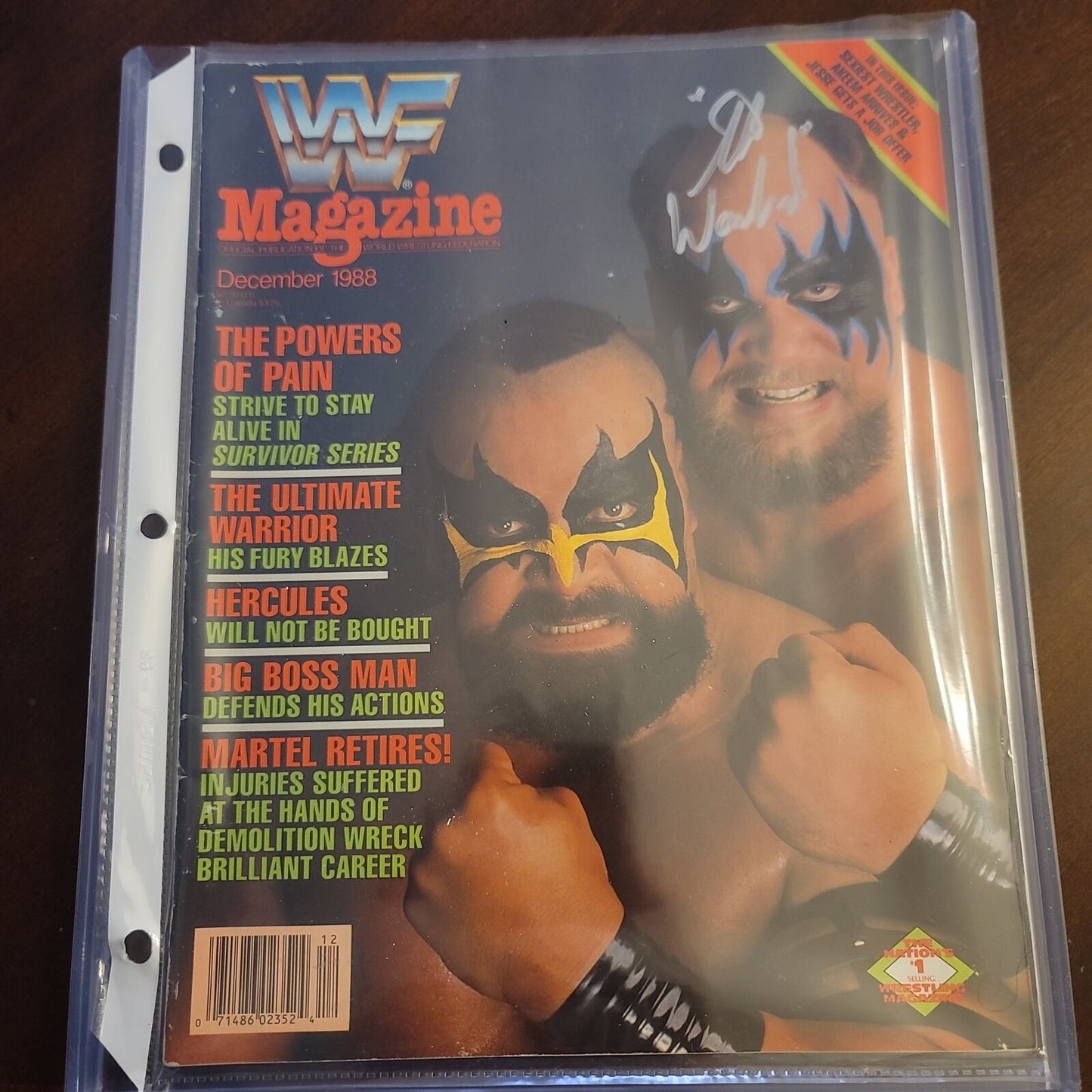 Warlord (full magazine) signed cover WWF WCW auto autographed