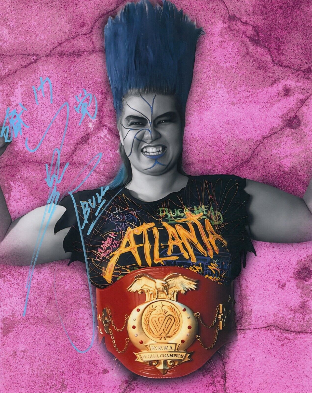 Bull Nakano Signed 8x10 Photo Funhouse metallic wrestling Autograph