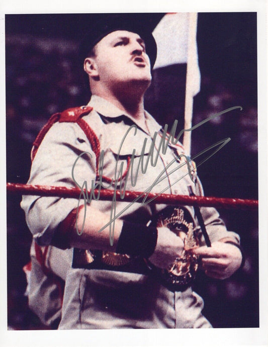 Srgt Slaughter signed 8.5x11 photo signed auto autographed WWF AWA