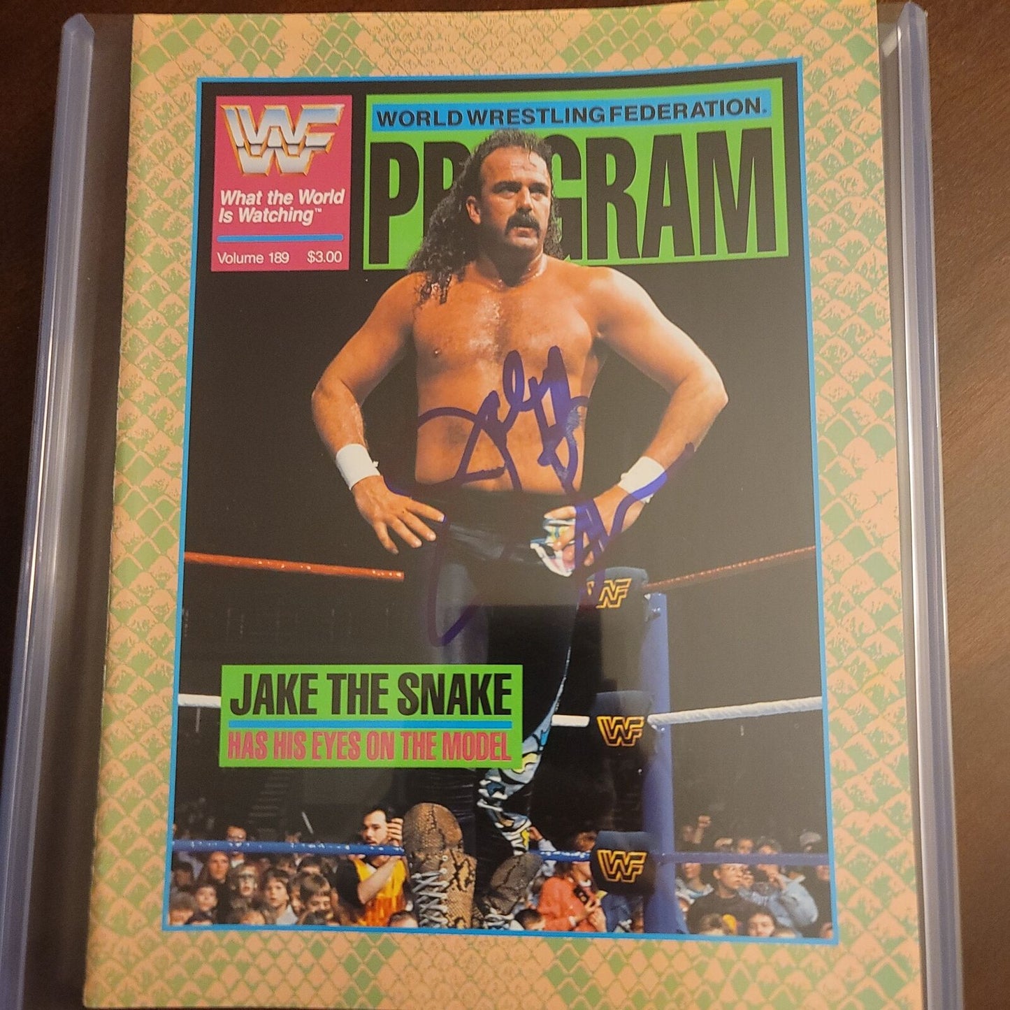 Jake Roberts the snake full program photo signed auto autographed