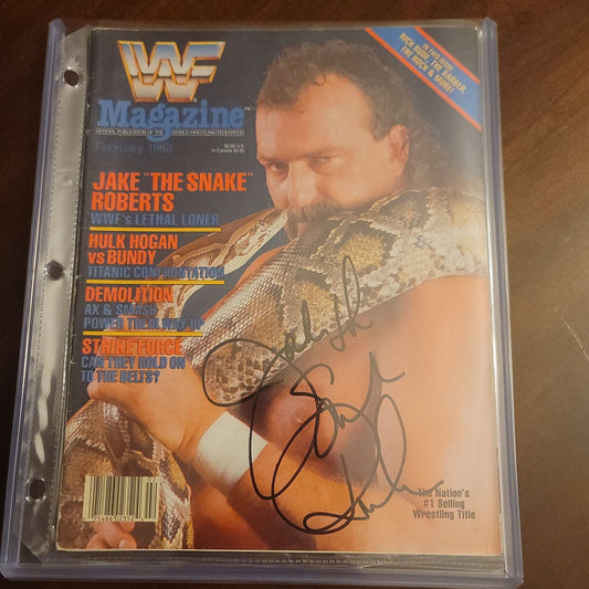 Jake Roberts the snake full magazine photo signed auto autographed