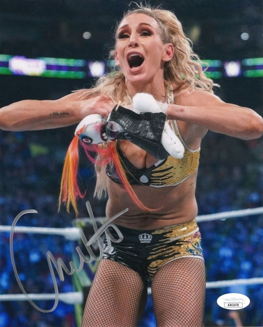 Charlotte Flair WWF WWE autographed 8x10 METALLIC signed JSA COA (NO CARD)